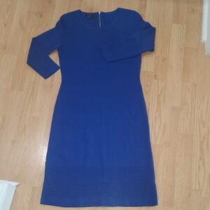Talbots Royal Blue Pure Merino Wool Long Sleeve Dress Petite Size P